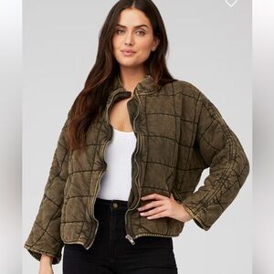 Free People Dolman Sleeve Quilted Jacket in Dusted Military